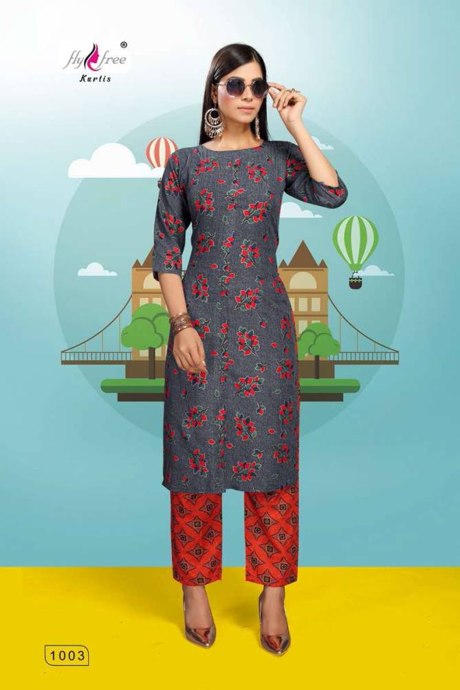 Fly Free Roller Fancy Ethnic Wear Latest Kurti With Bottom Collection